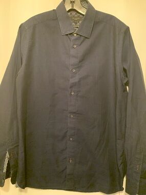 Ted Baker Men's Dark Navy Textured Button-Down Shirt
